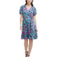 DKNY Women's Short Sleeve V Neck Fit & Flare Dress Blue Size 4