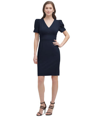 DKNY Women's Puff Sleeve Sheath Dress Blue Size 4