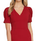 DKNY Women's Puff Sleeve Sheath Dress Red Size 6