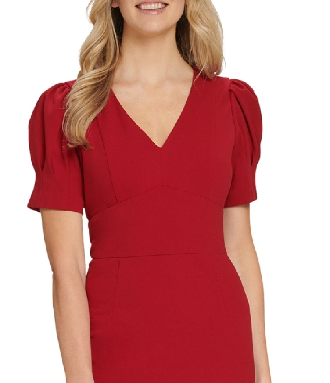 DKNY Women's Puff Sleeve Sheath Dress Red Size 6