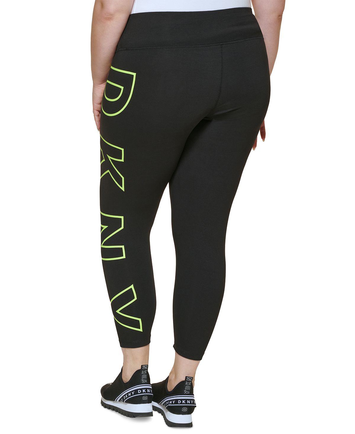 DKNY Women's High Waisted 7/8 Exploded Logo Leggings White Size 3X