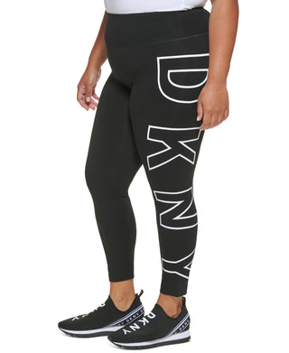 DKNY Women's High Waisted 7/8 Exploded Logo Leggings White Size 3X