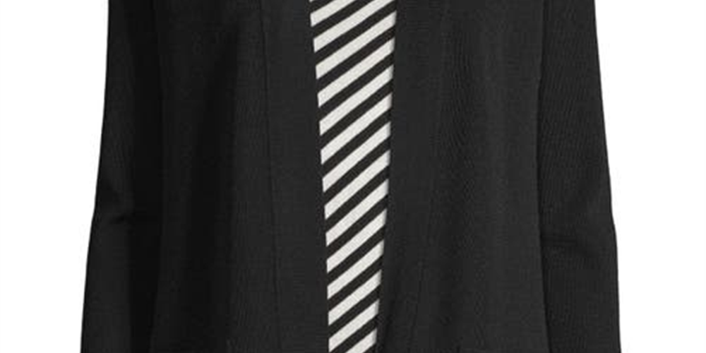 Anne Klein Women's Malibu Open Front Cardigan Black Size Large