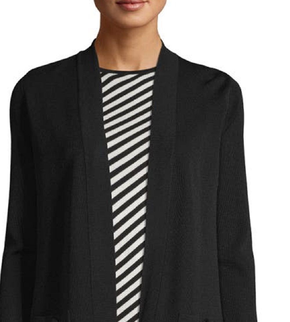 Anne Klein Women's Malibu Open Front Cardigan Black Size Small