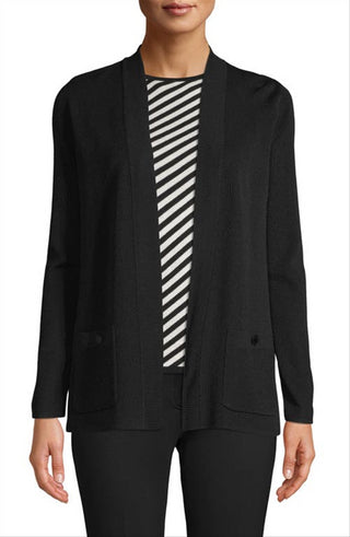 Anne Klein Women's Malibu Open Front Cardigan Black Size Small