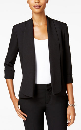 Kasper Women's Cuffed 3/4 Sleeve Blazer Black Size 6 Petite
