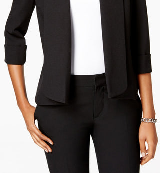 Kasper Women's Cuffed 3/4 Sleeve Blazer Black Size 6 Petite