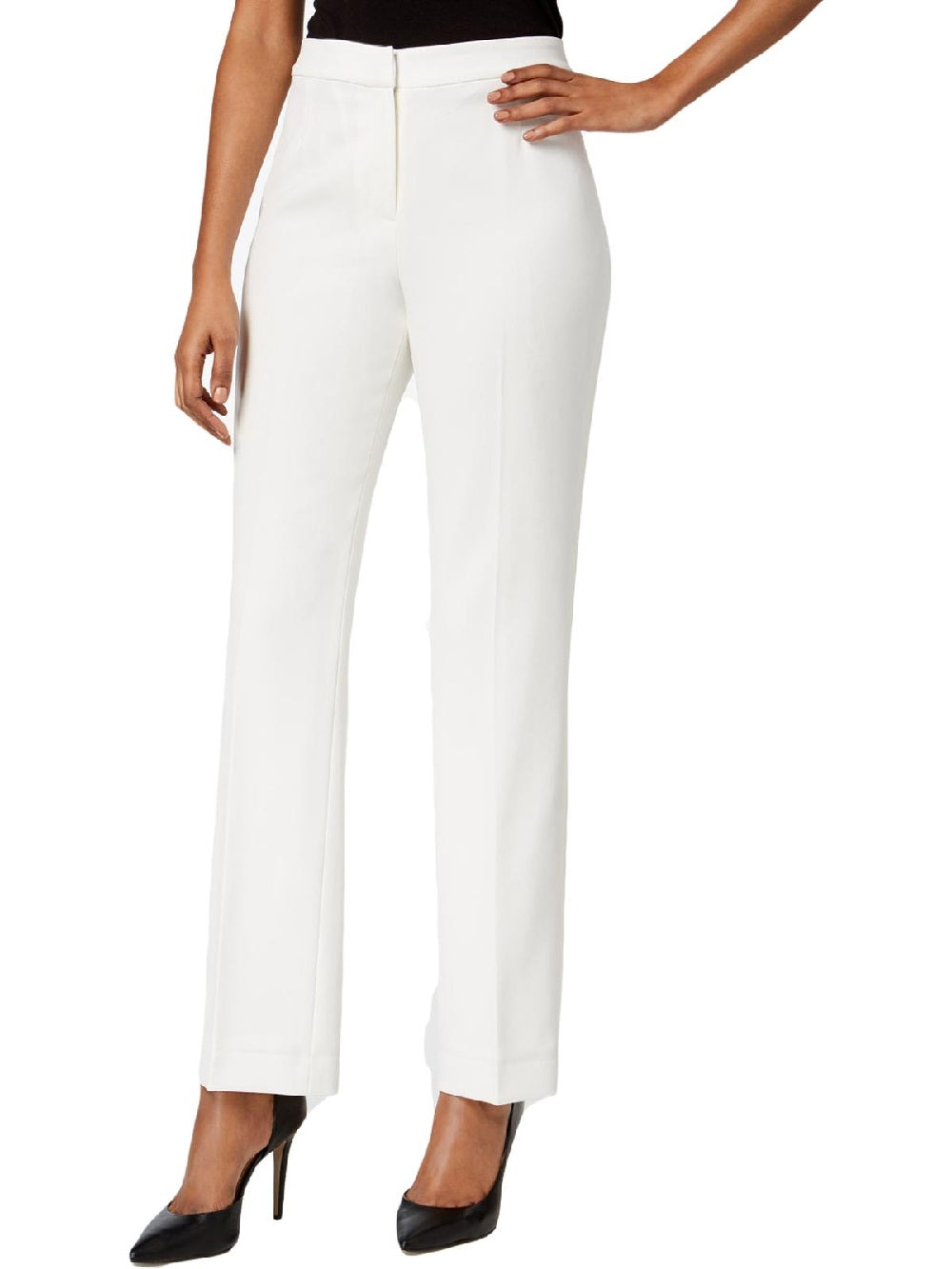 Kasper Women's Straight Leg Modern Crepe Dress Pants White Size 10