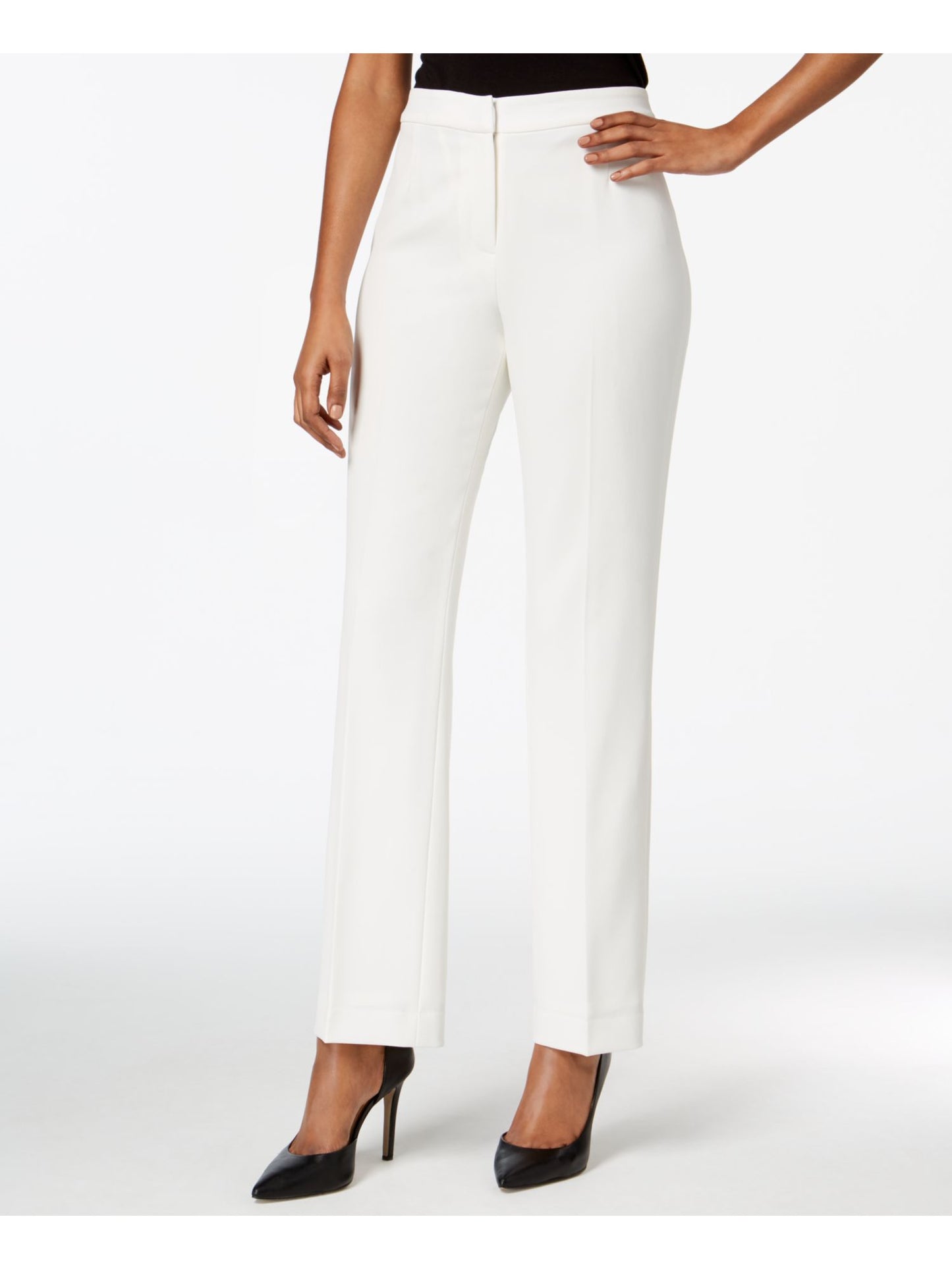 Kasper Women's Straight Leg Modern Crepe Dress Pants White Size 12