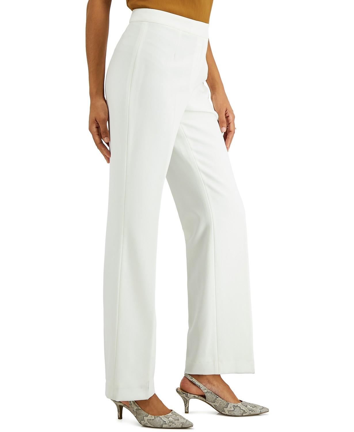 Kasper Women's Straight Leg Modern Crepe Dress Pants White Size 12
