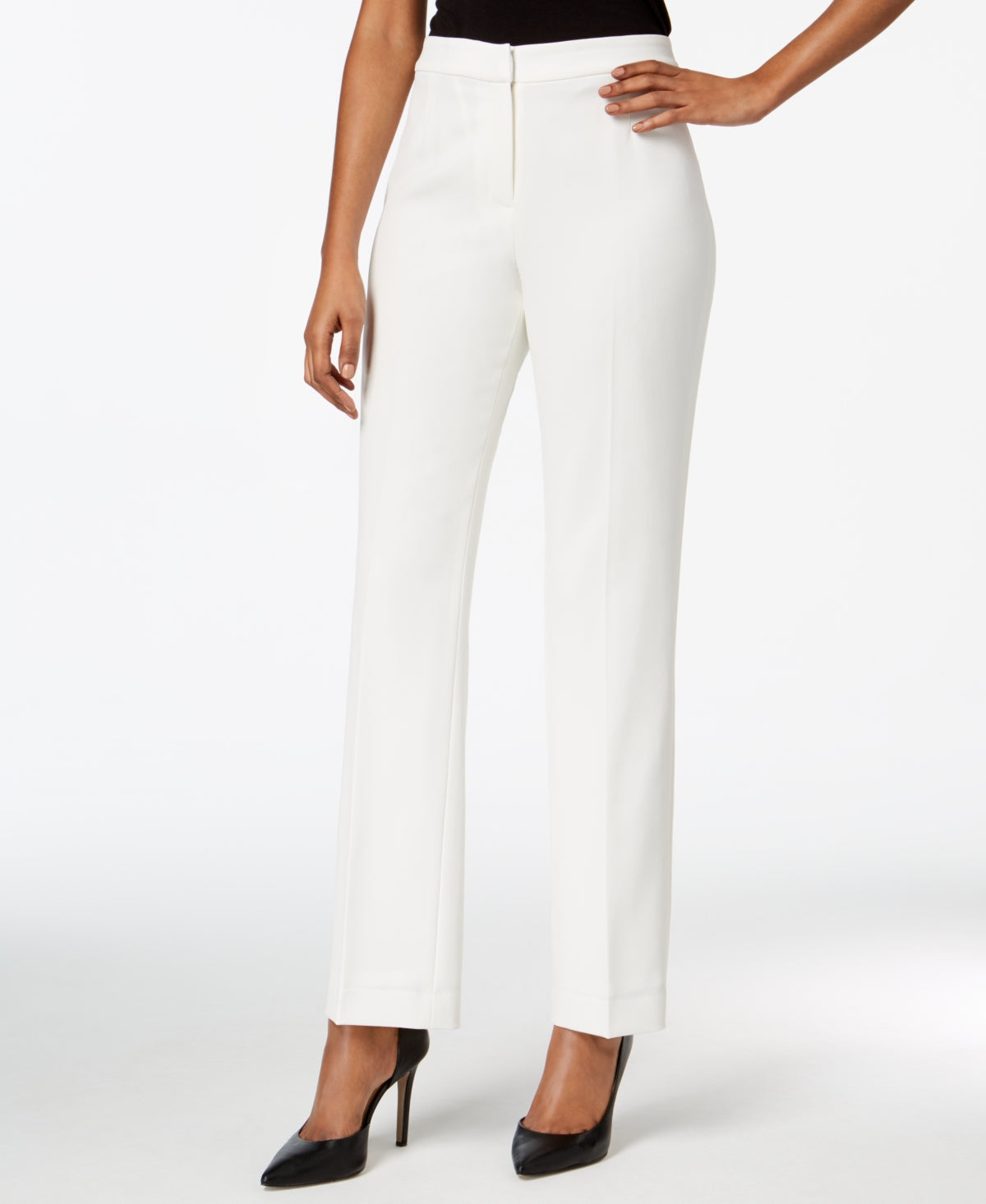 Kasper Women's Straight Leg Modern Crepe Dress Pants White Size 18