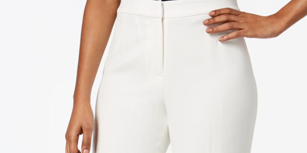 Kasper Women's Straight Leg Modern Crepe Dress Pants White Size 4