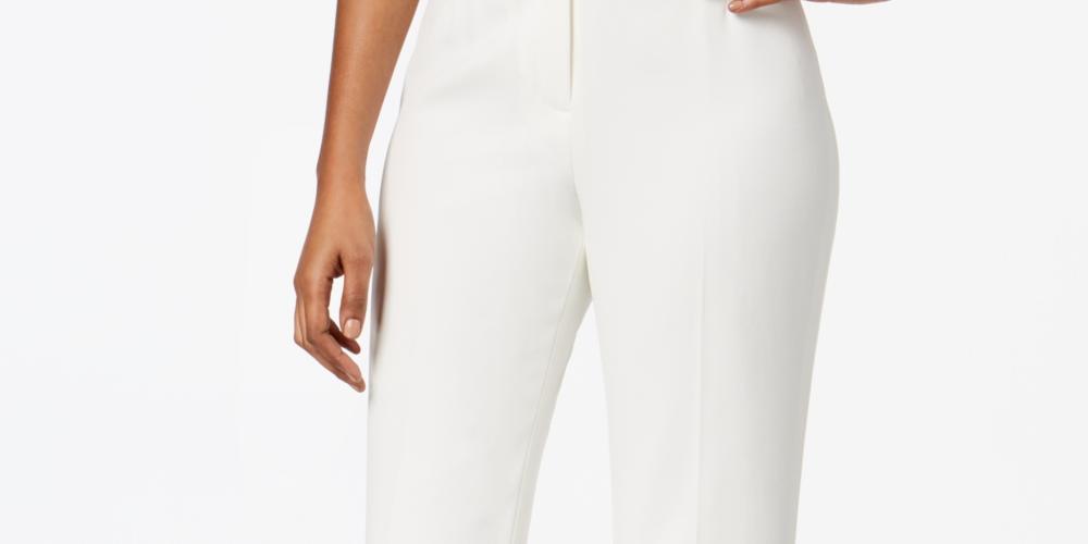 Kasper Women's Straight Leg Modern Crepe Dress Pants White Size 4