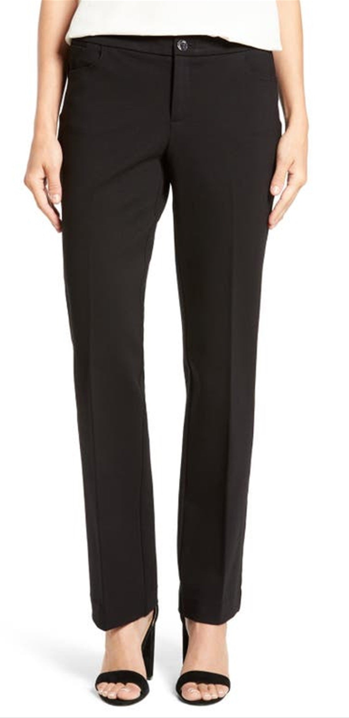 Anne Klein Women's Compression Flare Leg Ponte Pants Black Size 8