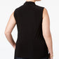 Anne Klein Women's Triple Pleat Sleeveless Top Black Size 1X