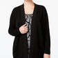 Anne Klein Women's Malibu Open Front Cardigan Black Size 0X