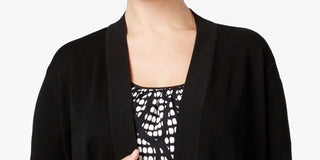 Anne Klein Women's Malibu Open Front Cardigan Black Size 0X