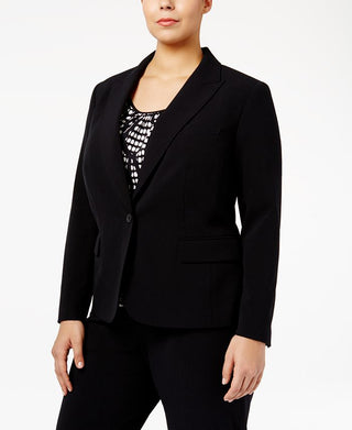Anne Klein Women's Button Blazer Black Size 24W