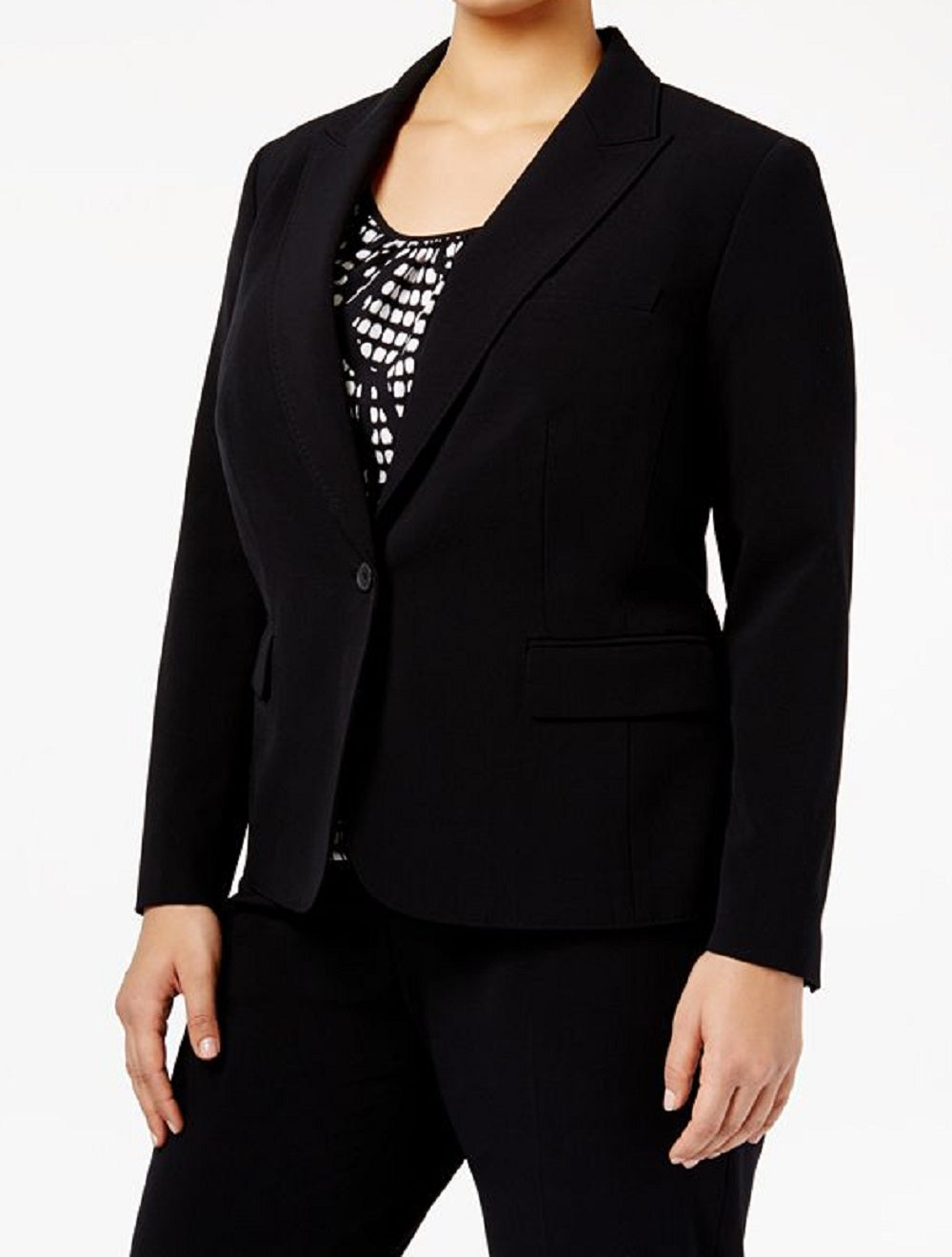 Anne Klein Women's Button Blazer Black Size 24W