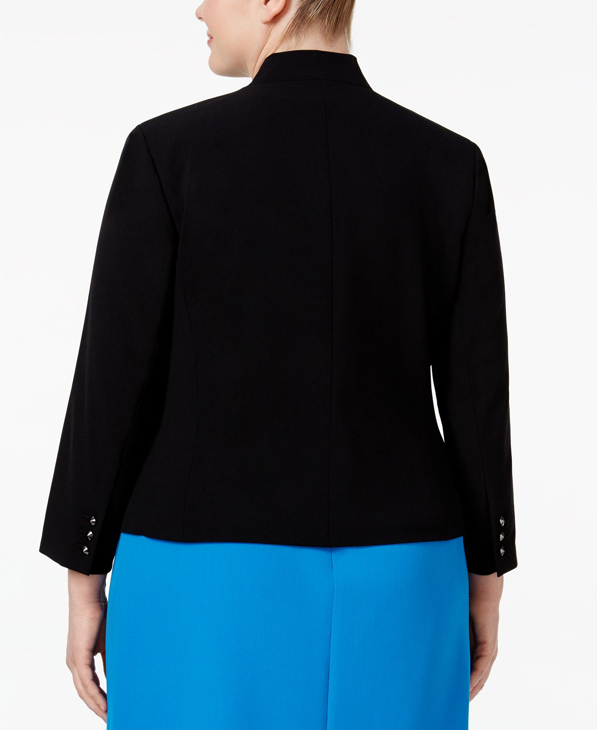 Nine West Women's Plus Stand Collar Blazer Black Size 20W