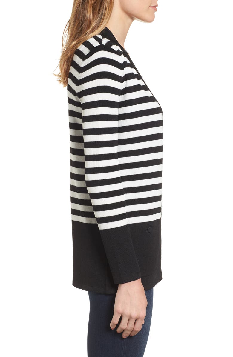 Anne Klein Women's Malibu Stripe Cardigan Black Size X-Large
