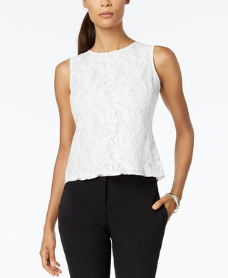 Kasper Women's Lace Shell Top White Size Petite Medium