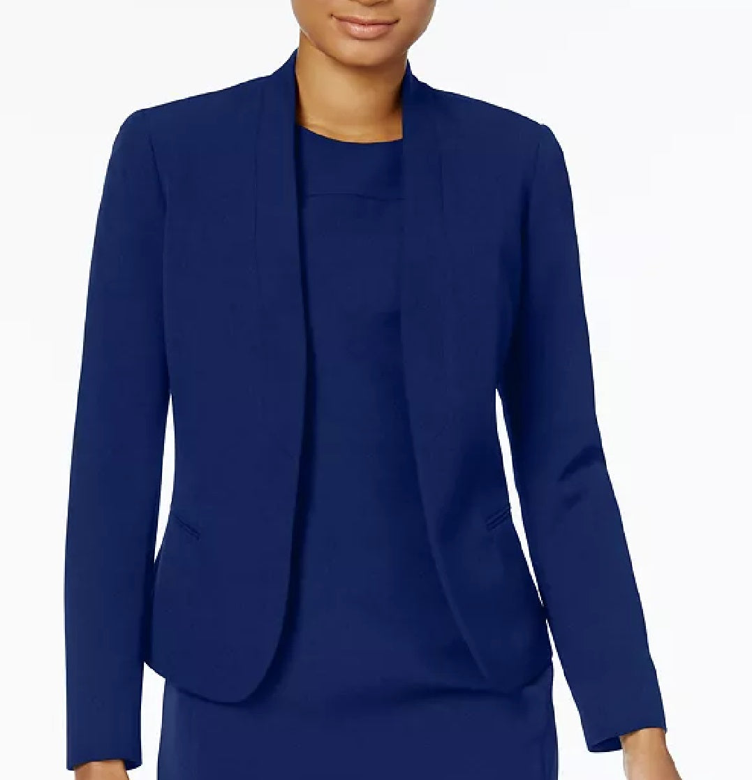 Anne Klein Women's Collection Shawl Collar Sleeveless Dress Suit Blue Size 4