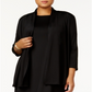 Kasper Women's Plus Drape Collar Gathered Back Cardigan Top Black Size 0