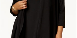 Kasper Women's Plus Drape Collar Gathered Back Cardigan Top Black Size 0