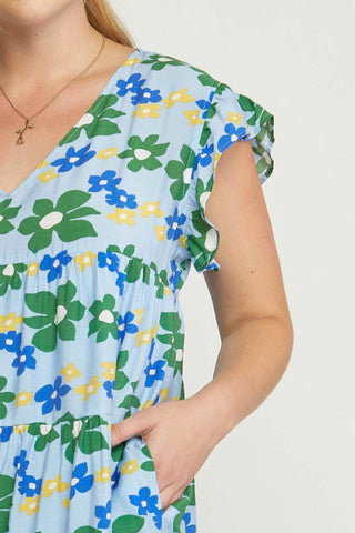 Entro - Floral Tiered Babydoll Dress - Plus