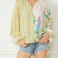 Entro - Floral Contrast Print V-Neck Blouse