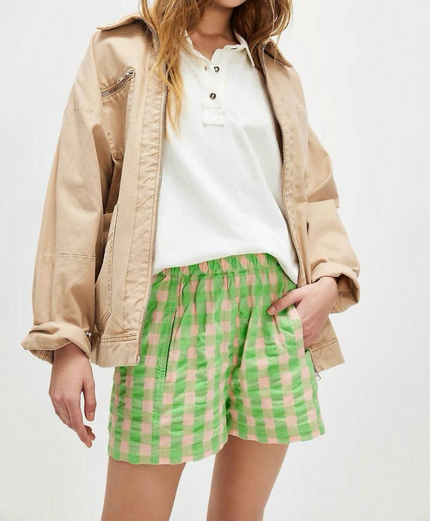 Free People - Get Free Seersucker Pull-on Shorts