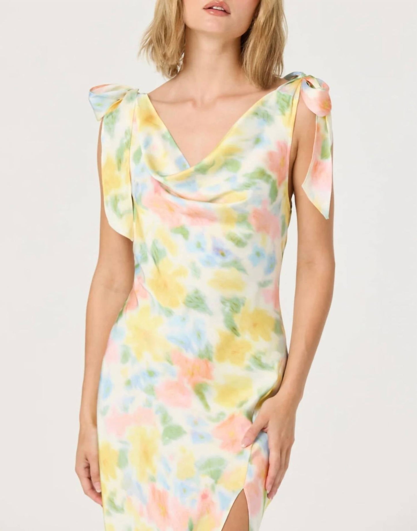 Astr - Allexina Satin Cowl Neck Midi Dress