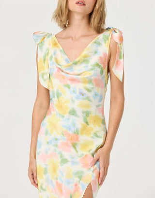 Astr - Allexina Satin Cowl Neck Midi Dress