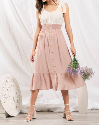 Blu Pepper - Mixed Media Button Down Midi Dress