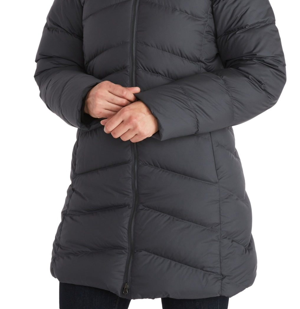 Marmot Women's Montreal Hooded Faux Fur Trim Coat Black Size XX-Large