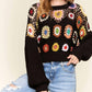 Adora - Crochet Crop Sweater Knit Top