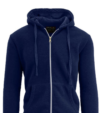 Galaxy By Harvic Men's Full Zip Fleece Hooded Sweatshirt Blue Size Medium