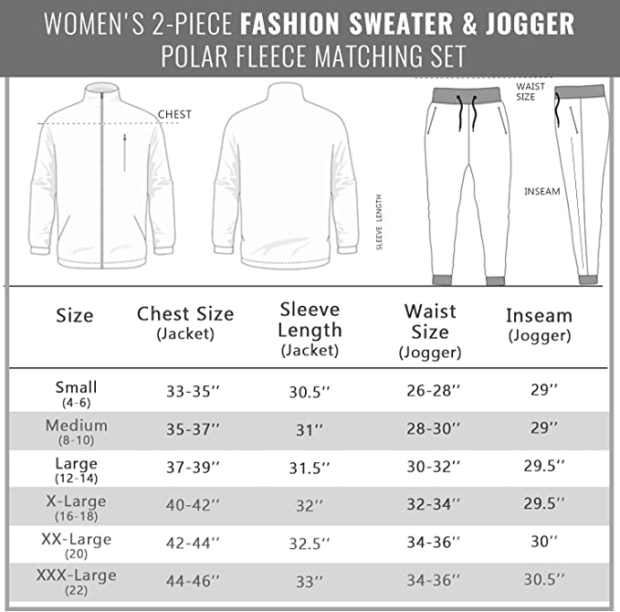 Galaxy by Harvic Women's 2 Piece Polar Fleece Sweater Jacket & Jogger Sweatpants Set Black Size Small