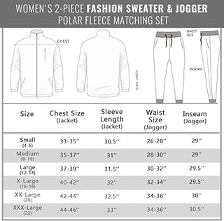 Galaxy by Harvic Women's 2 Piece Polar Fleece Sweater Jacket & Jogger Sweatpants Set Black Size Small