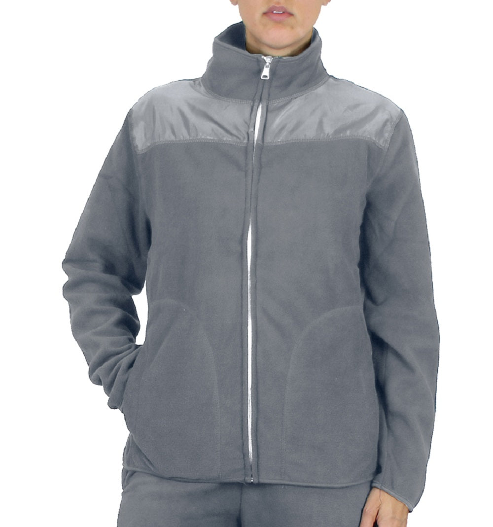 Galaxy by Harvic Women's 2 Piece Polar Fleece Sweater Jacket & Jogger Sweatpants Set Gray Size X-Large