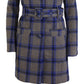 Rogue Pur Women's Plaid Wool Trench Coat Blue Size Medium