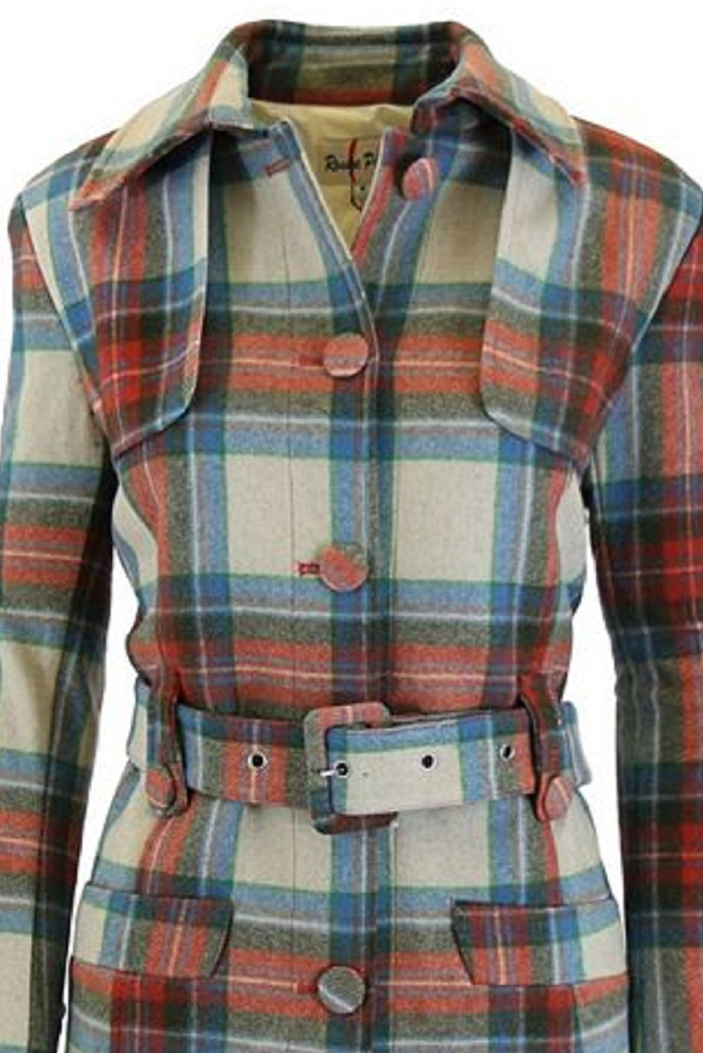 Rogue Pur Women's Plaid Wool Trench Coat Orange Size Medium