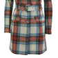 Rogue Pur Women's Plaid Wool Trench Coat Orange Size Medium
