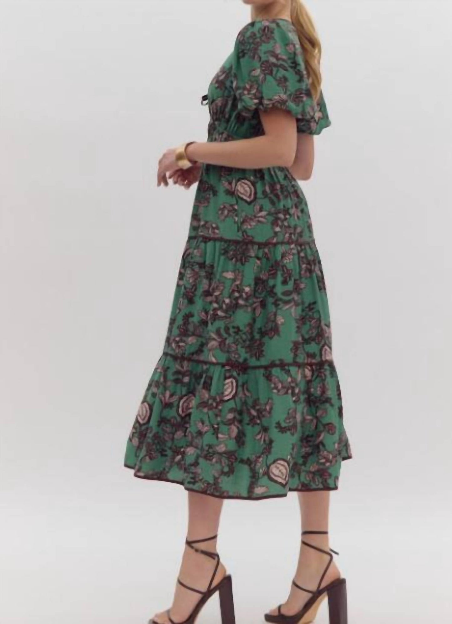 Entro - Floral Tiered Midi Dress