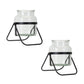 Modern Jar Vase in Meatl Stand (Set of 2)