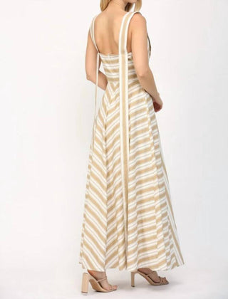 Fate - Two Tone Stripe Long Strap Detailed Maxi Dress
