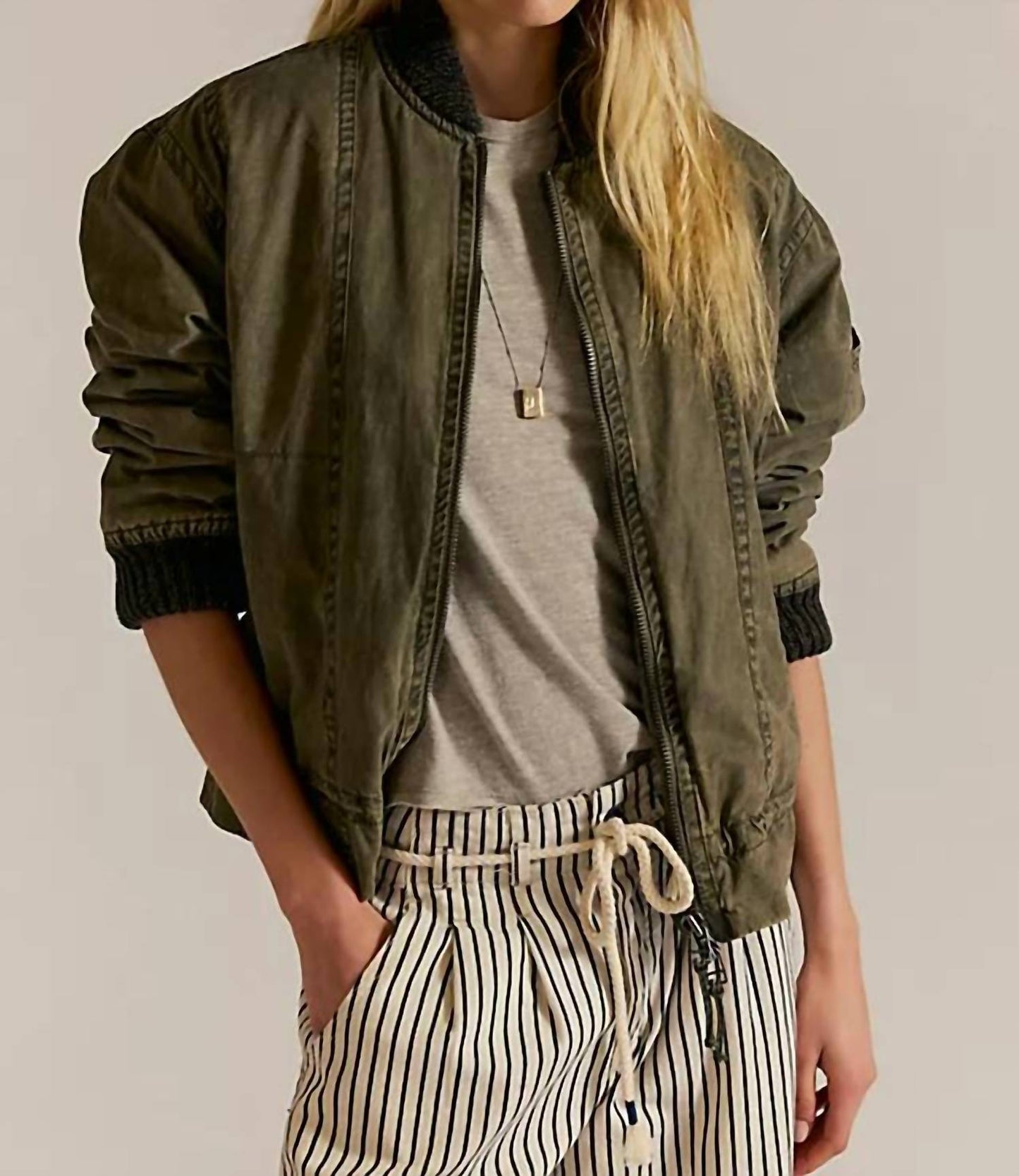 Free People - We The Free Jax Washed Bomber Jacket