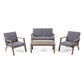 Avacyn Outdoor Acacia Wood 4-Seater Chat Set with Cushions
