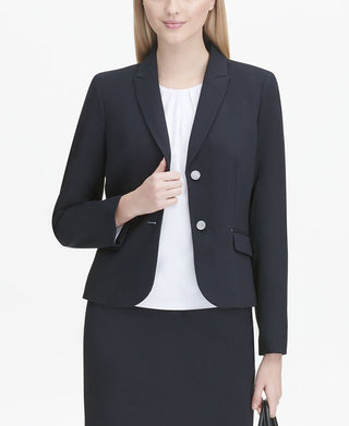 Calvin Klein Women's Flap Pocket Two Button Blazer Blue Size 10